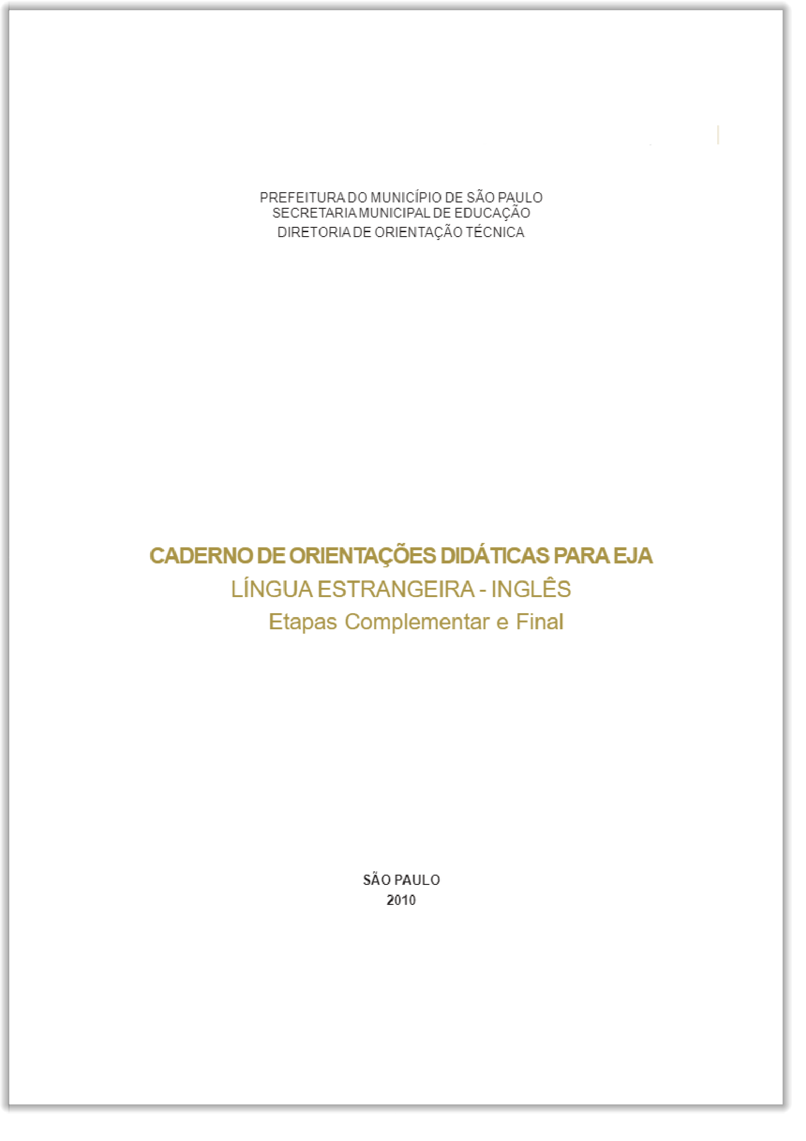 Capa do "Caderno de Orientações Didáticas para EJA: Línguas estrangeiras"
